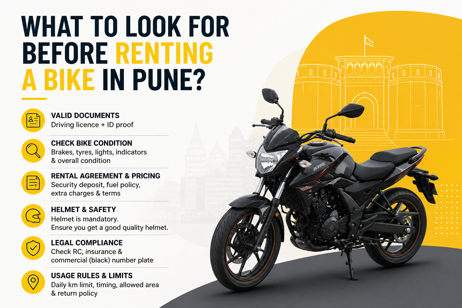 What to look for before renting a bike in Pune?