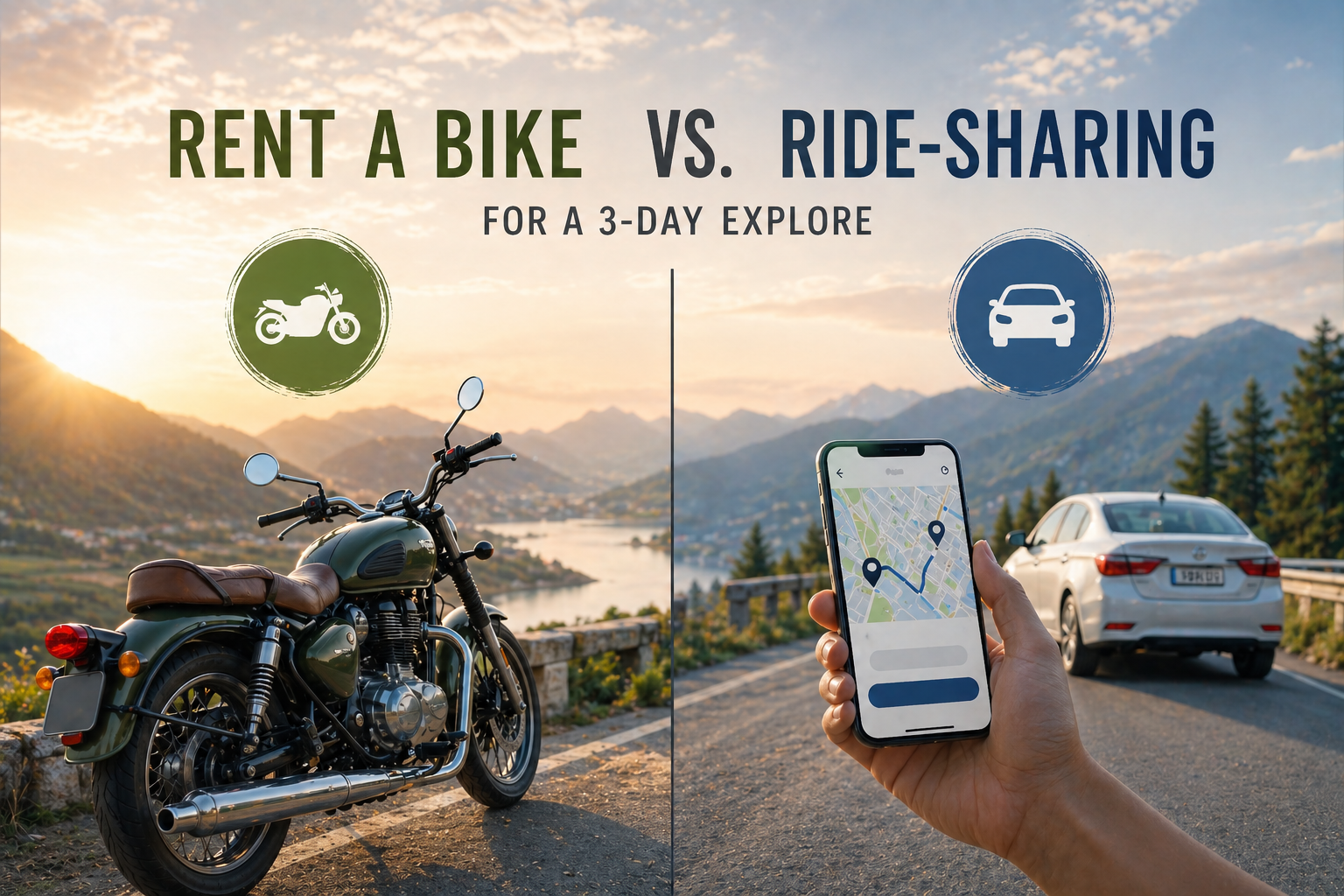 Comparing Costs: Renting a Bike vs. Using Ride-Sharing for a 3-Day Explore